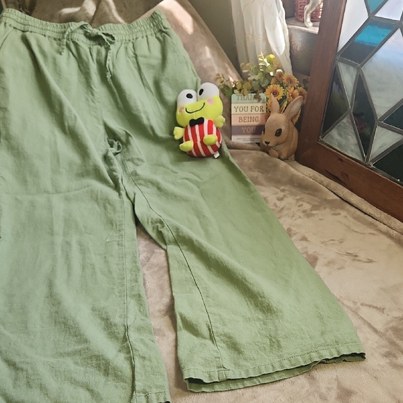 Love Tree Pants - Green Wide-Leg Pants